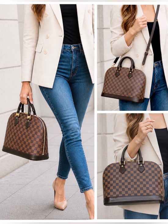 Louis Vuitton Handbags - Louis Vuitton Brown Checkered Alma Dome Shoulder Crossbody Bag LV Medium PM